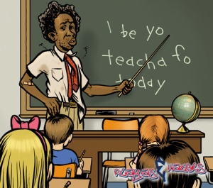 This photo illustrates the misconception of the school board's resolution to reference Ebonics in school.